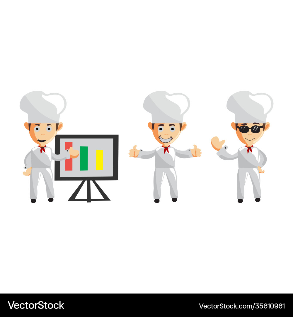Chef character mascot creation template pose set Chef character mascot creation template pose set vector image