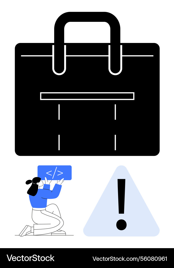 Developer presenting code snippet with large Developer presenting code snippet with large vector image