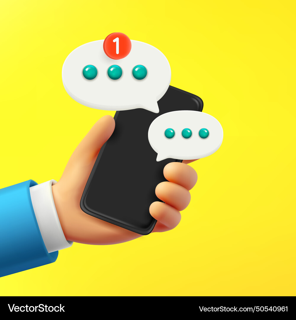 Digital messaging via smartphone concept 3d Digital messaging via smartphone concept 3d vector image