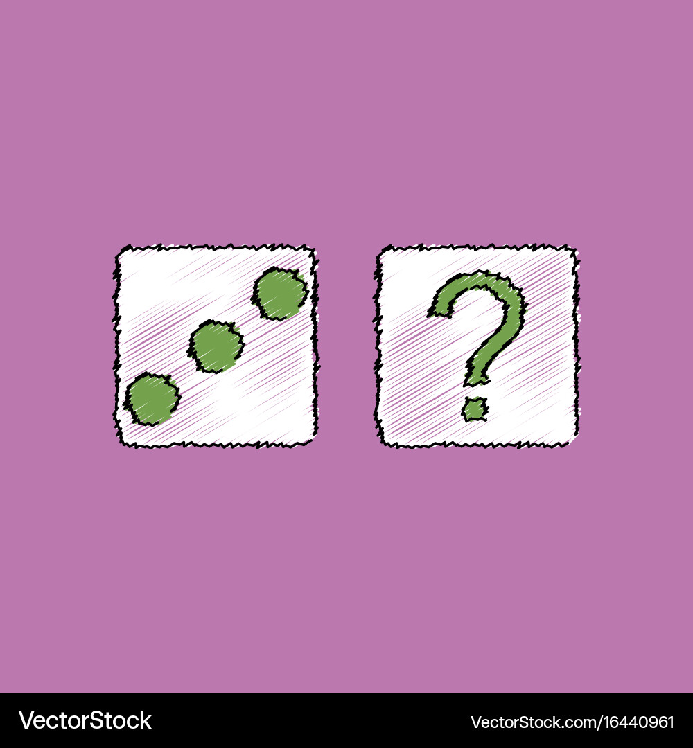 Flat shading style icon dice and question mark vector image