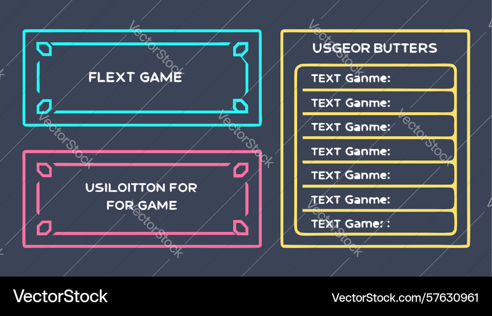 Gaming interface elements user buttons design vector image