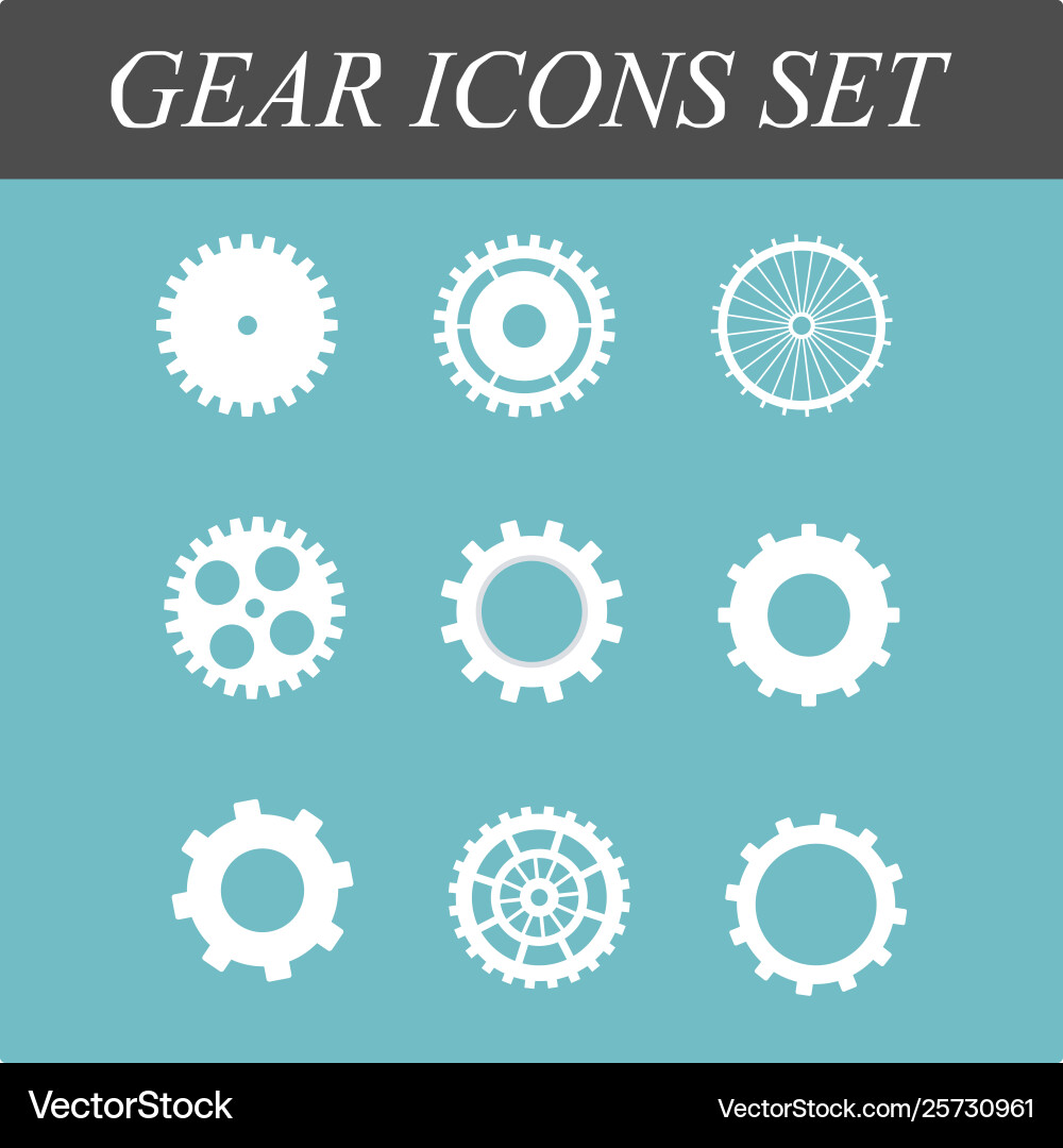 Gears and cogs flat icons set in concept design Gears and cogs flat icons set in concept design vector image