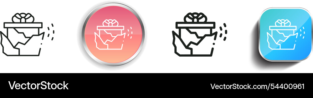 Gift wrapping icon thin linear regular and button vector image