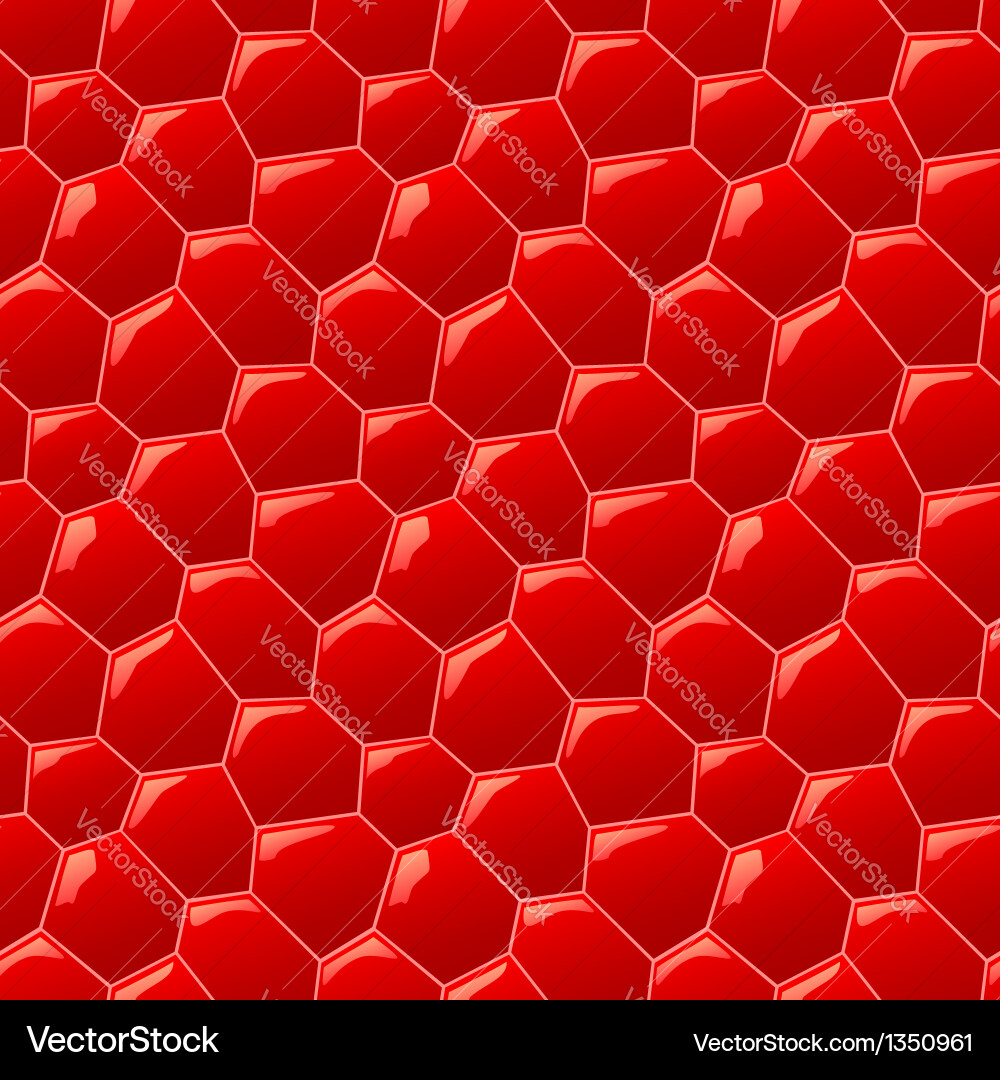 Glossy Red Hexagon Pattern Vector Image