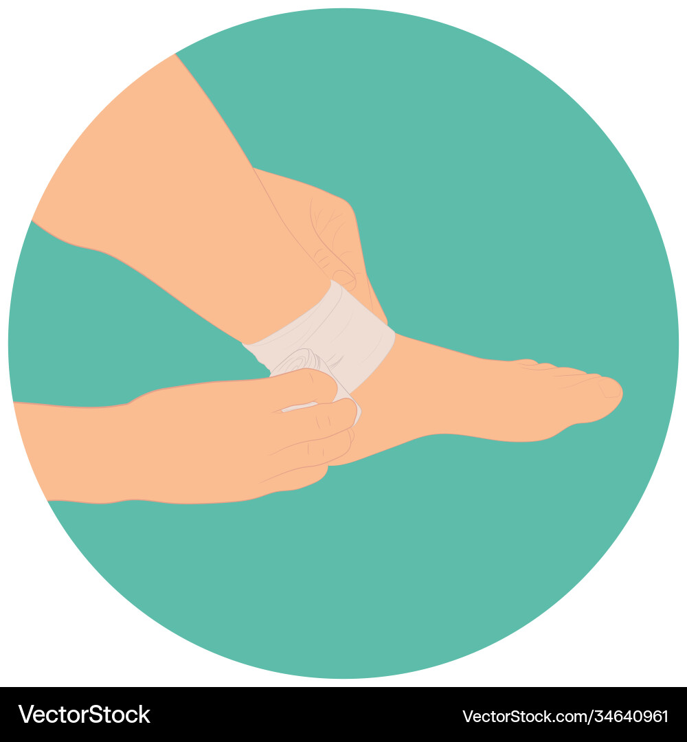 Graphics image man applying compression bandage Vector Image