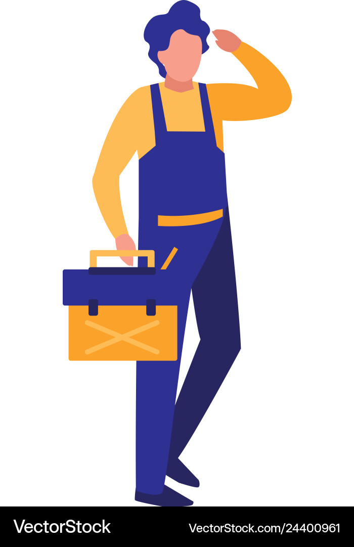 Mechanic worker with toolbox Vector Image
