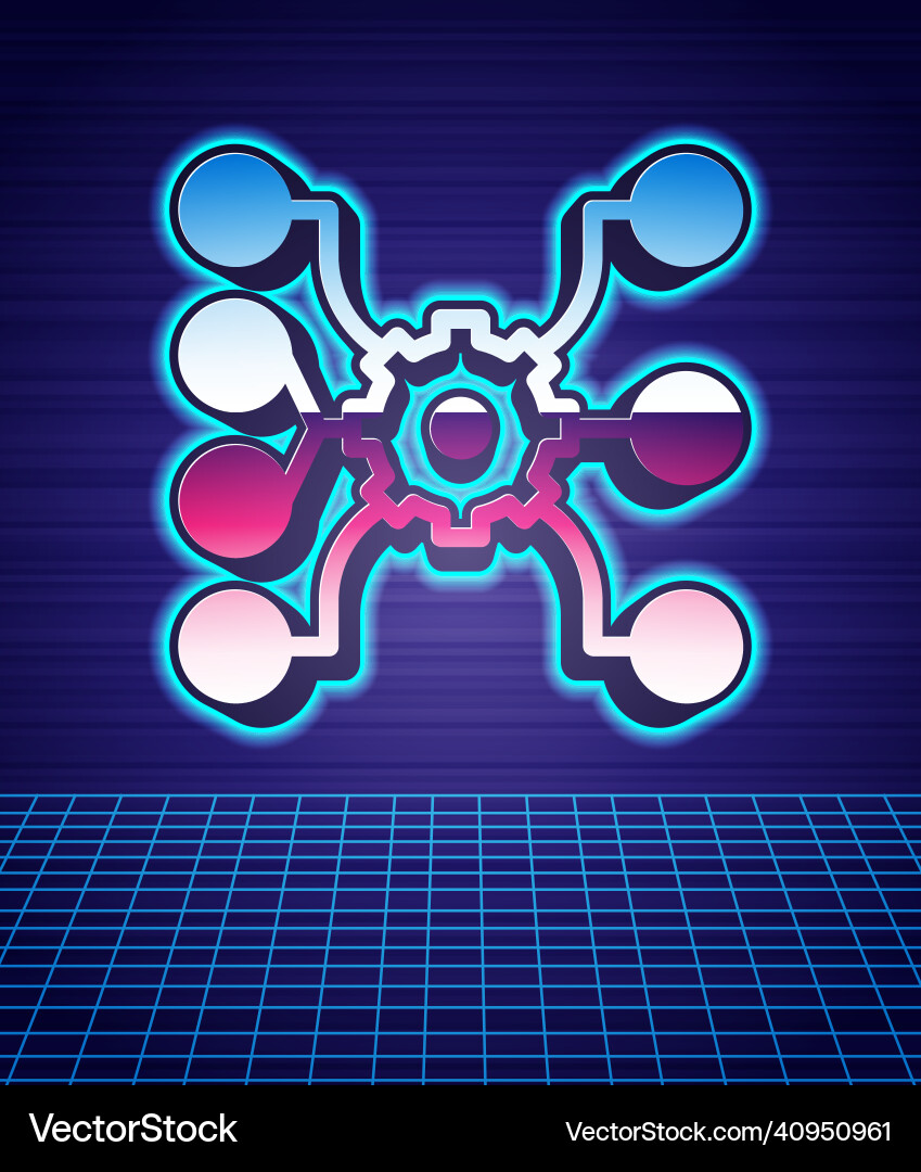 Retro style neural network icon isolated Retro style neural network icon isolated Vector Image