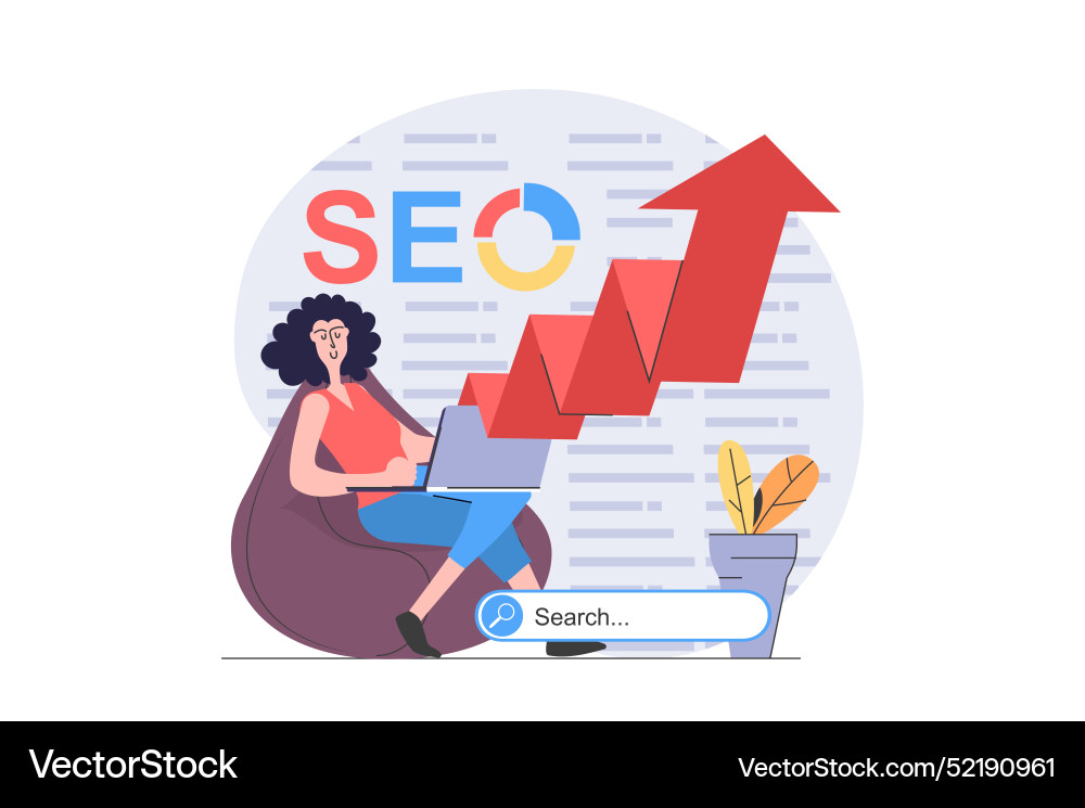 Seo Optimierungskonzept im modernen Flachbau Seo Optimierungskonzept im modernen Flachbau vektorbild