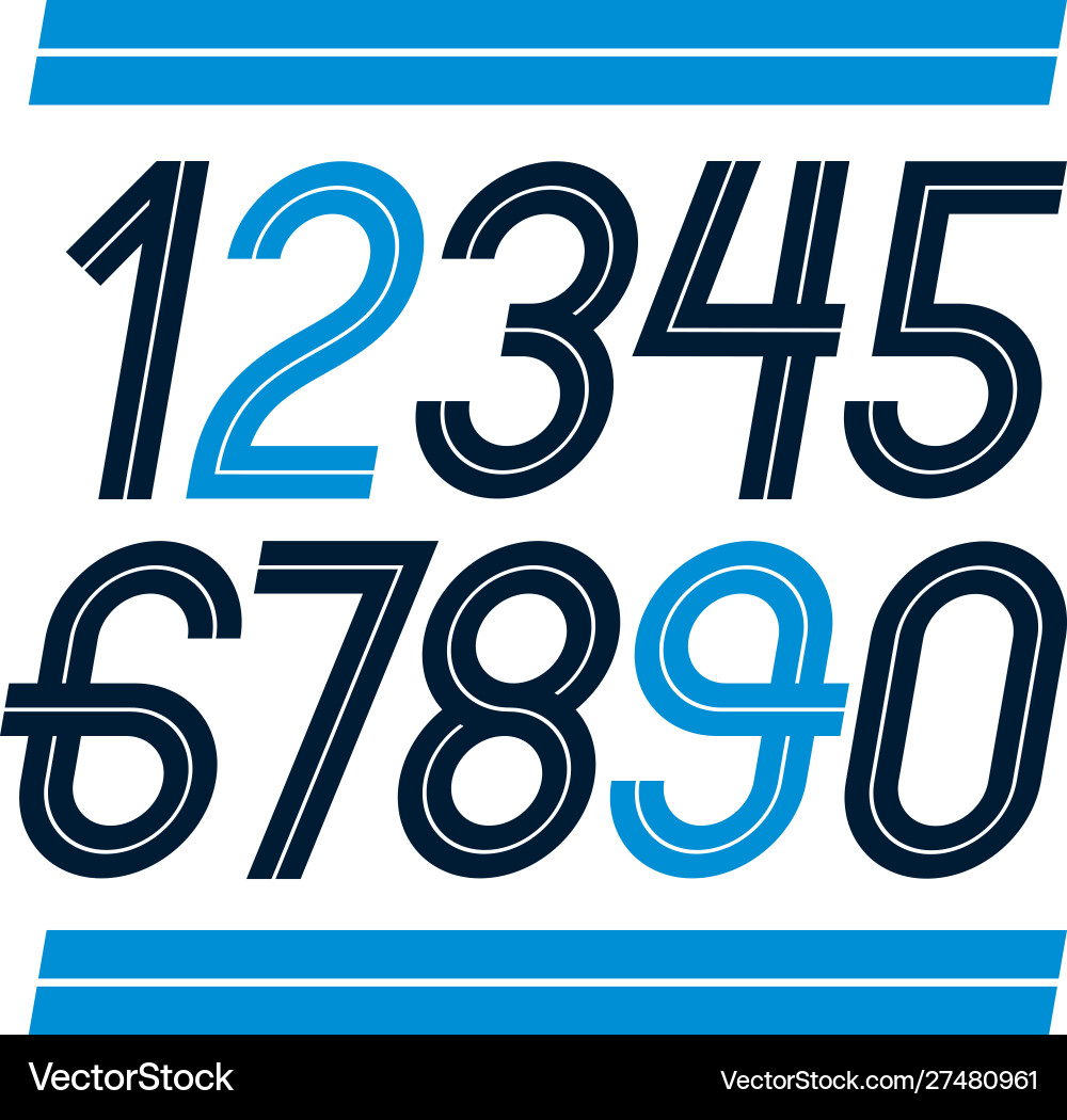 Set thin rounded numerals made with white Set thin rounded numerals made with white vector image