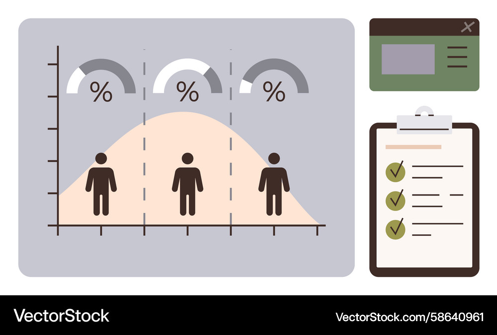 Statistical distribution analysis with figures Statistical distribution analysis with figures Vector Image