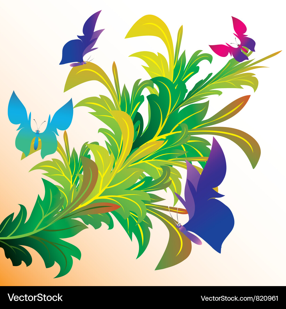 Tree with butterflies Vector Image