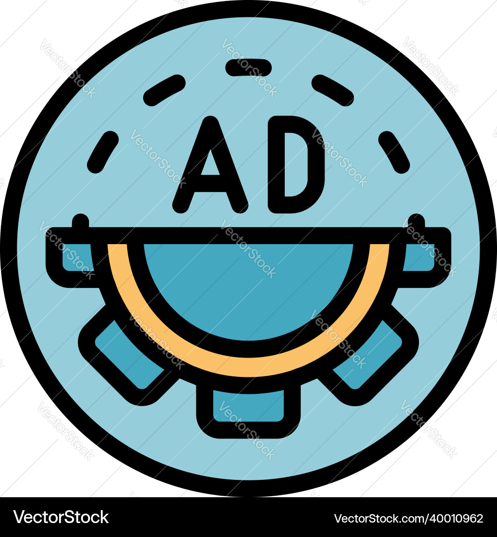 Ad in a circle with cog icon color outline Ad in a circle with cog icon color outline vector image