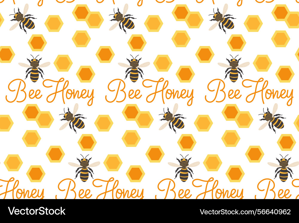 Bee pattern design featuring honeycomb and bees Vector Image