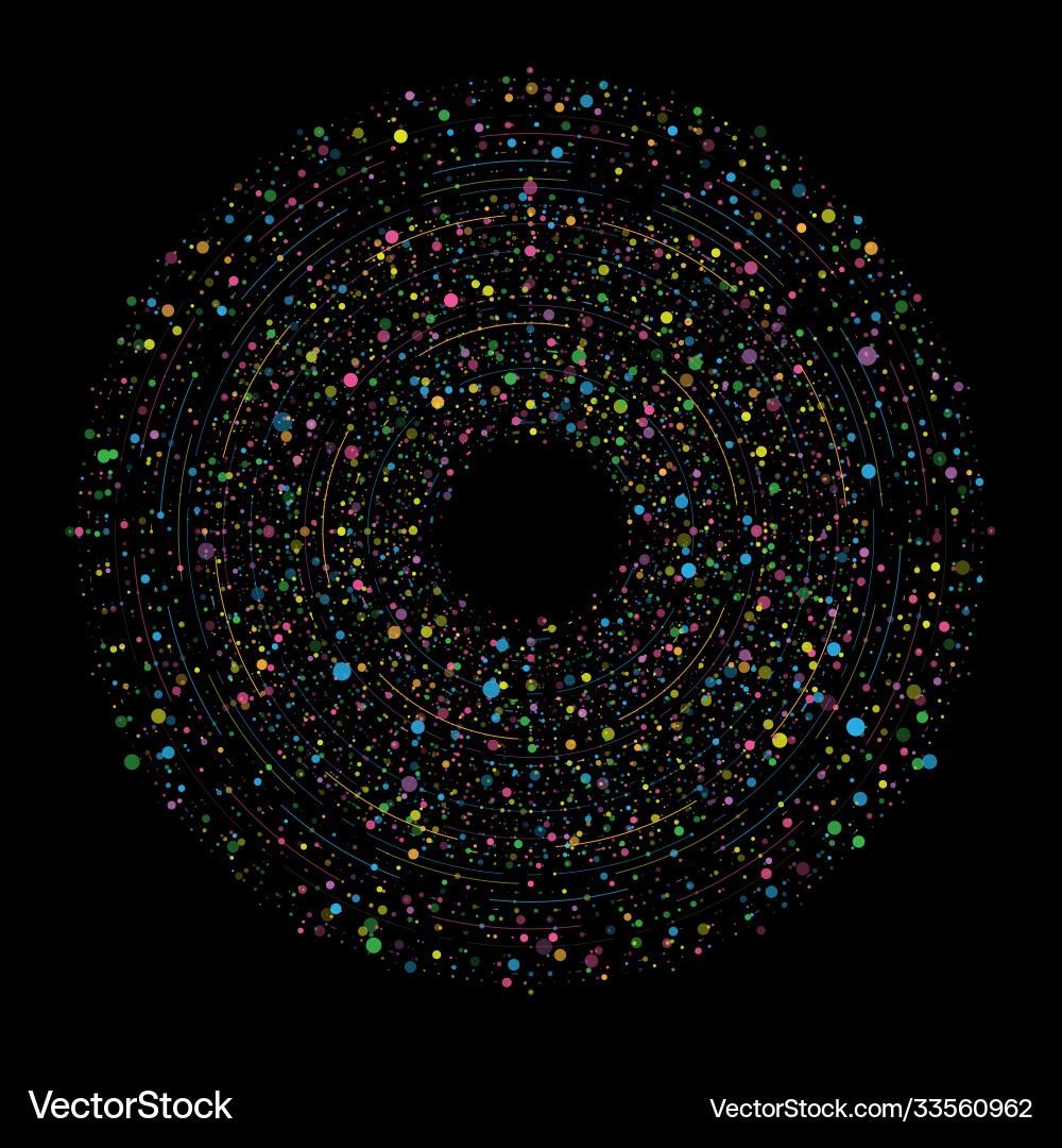 Big data circular visualization with a lot dots Big data circular visualization with a lot dots vector image