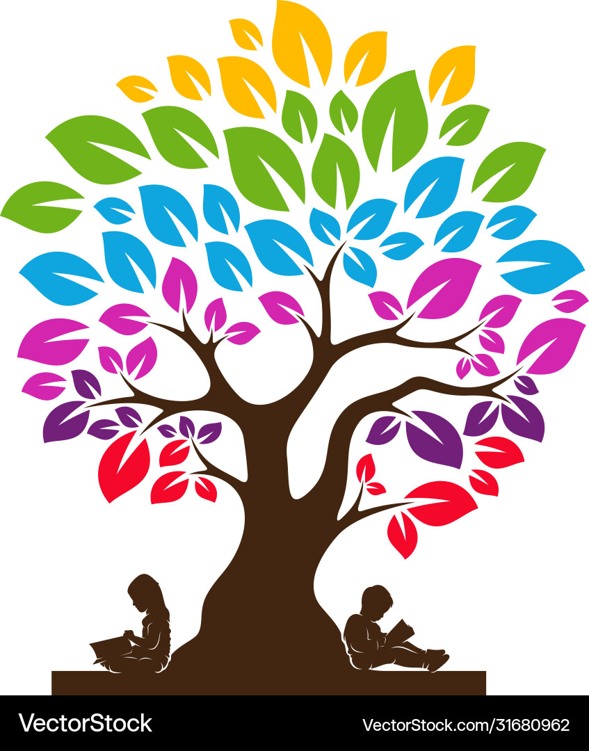 Children Reading Tree Logo – Royalty-Free Vector | VectorStock, image size:847x1080