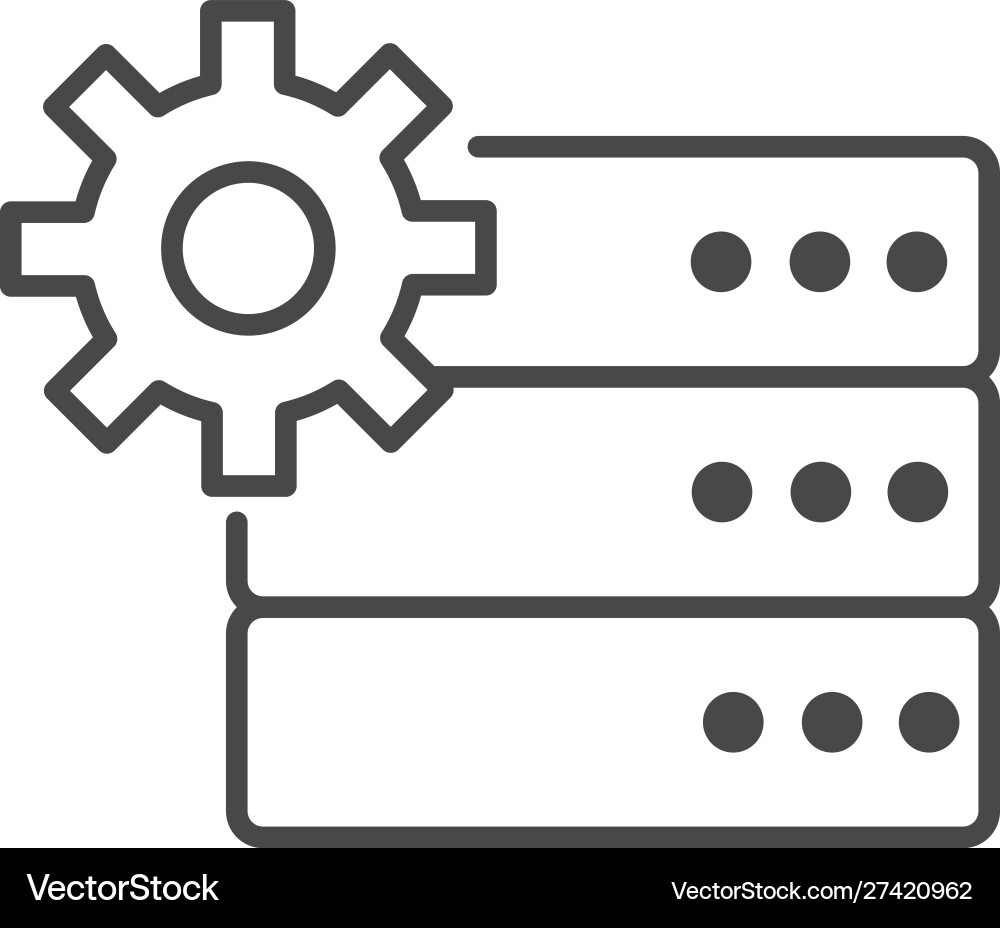 Database server gear technology icon line design vector image