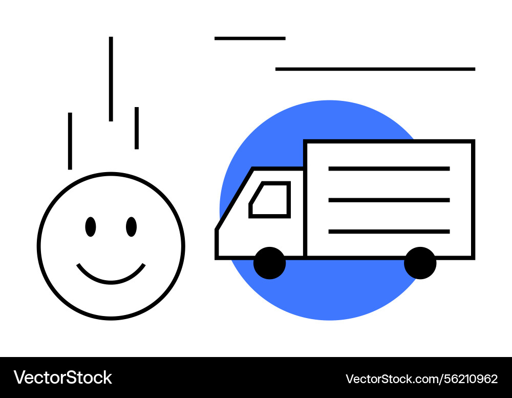 Fast delivery concept with smiling face and moving Vector Image