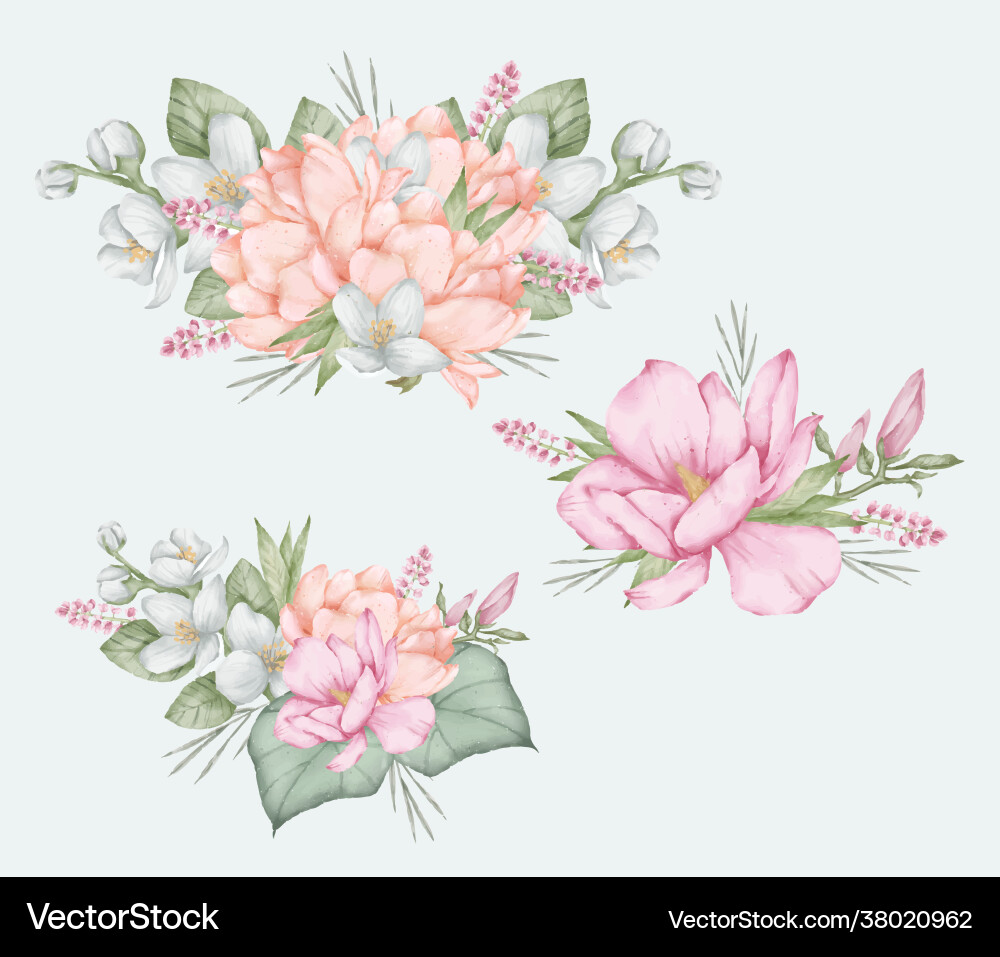 Flower bouquet watercolor wedding Flower bouquet watercolor wedding vector image