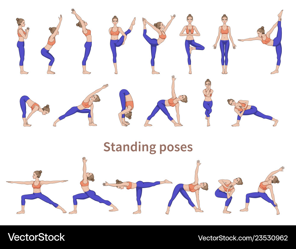 Frauen Silhouetten Sammlung von Yoga Posen Frauen Silhouetten Sammlung von Yoga Posen vektorbild