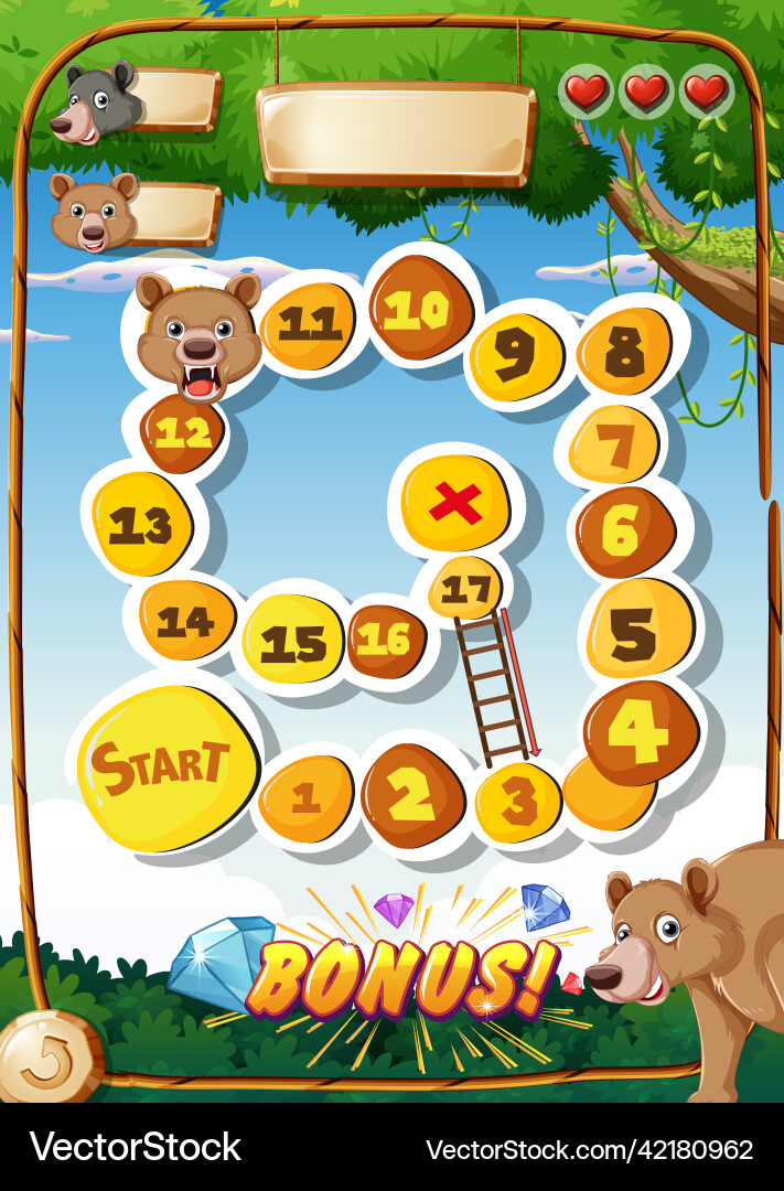 Game template with numbers and bears Game template with numbers and bears vector image