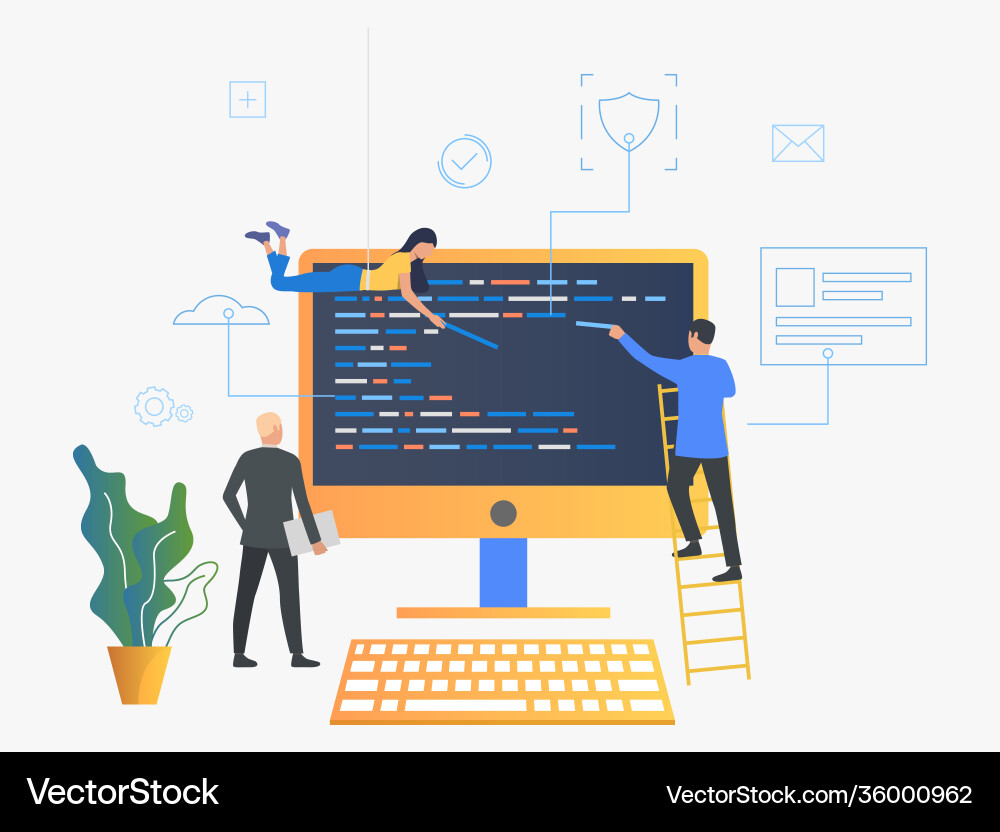 It specialists upgrading operating system vector image