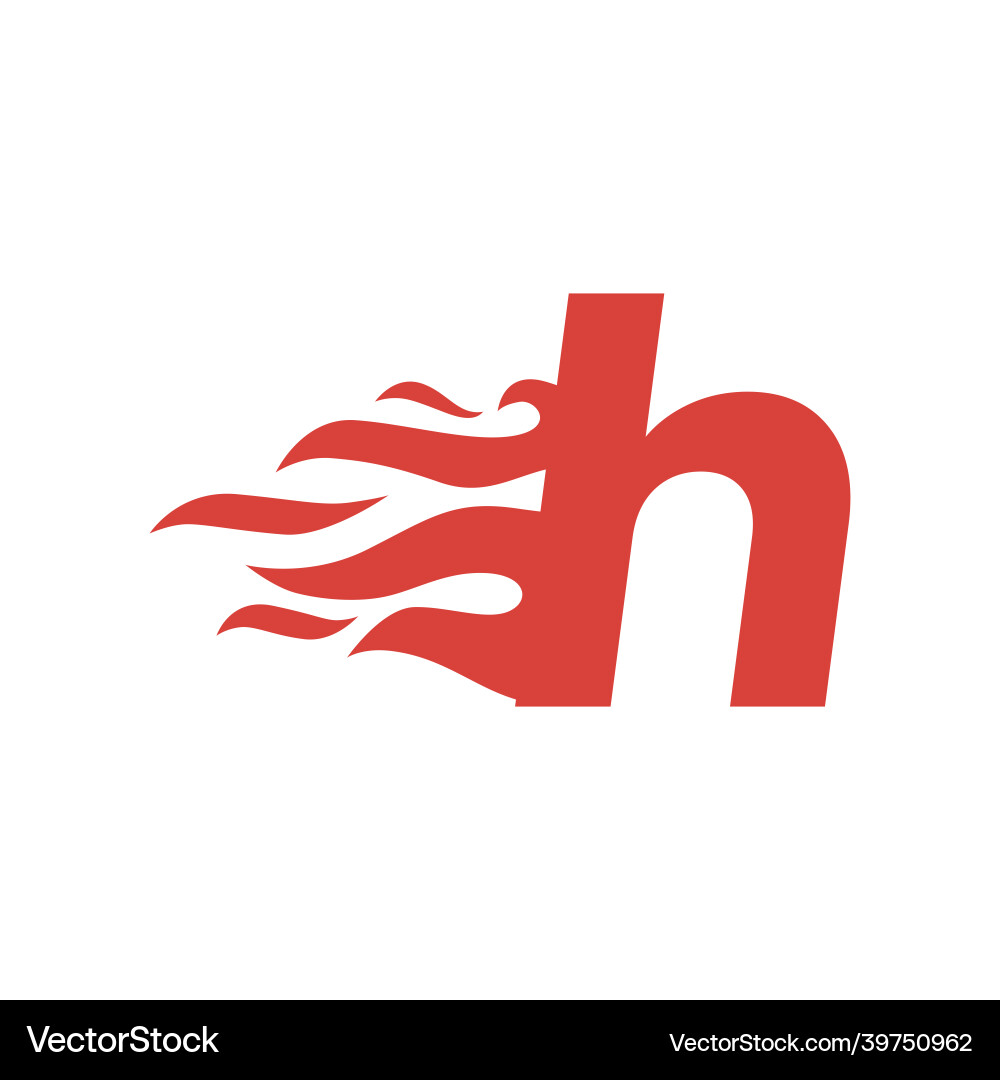 Lowercase H Fire Flame Logo vector image