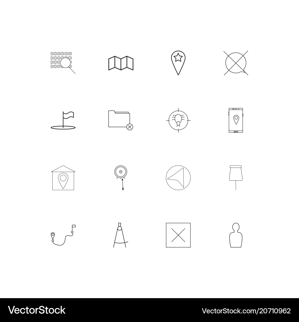 Maps and navigation simple linear icons set vector image