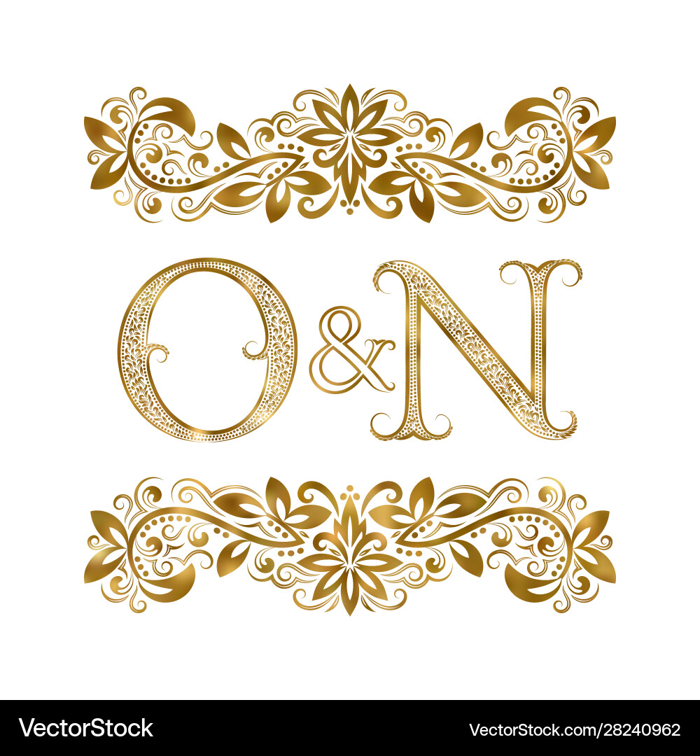 O and n vintage initials logo symbol letters O and n vintage initials logo symbol letters vector image