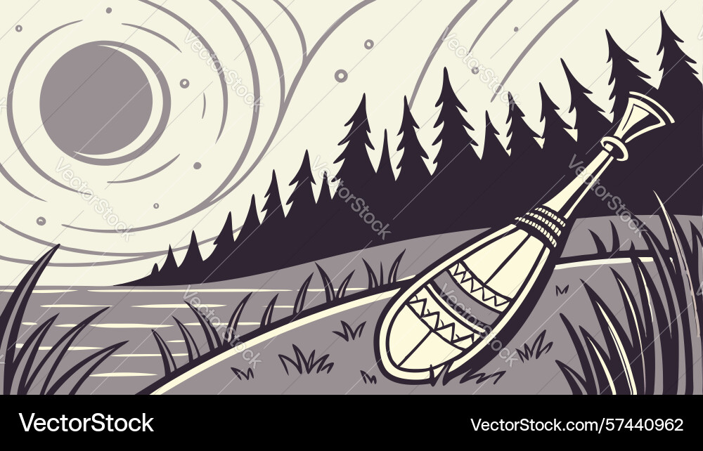 Oar in flowing water with abstract patterns Vector Image