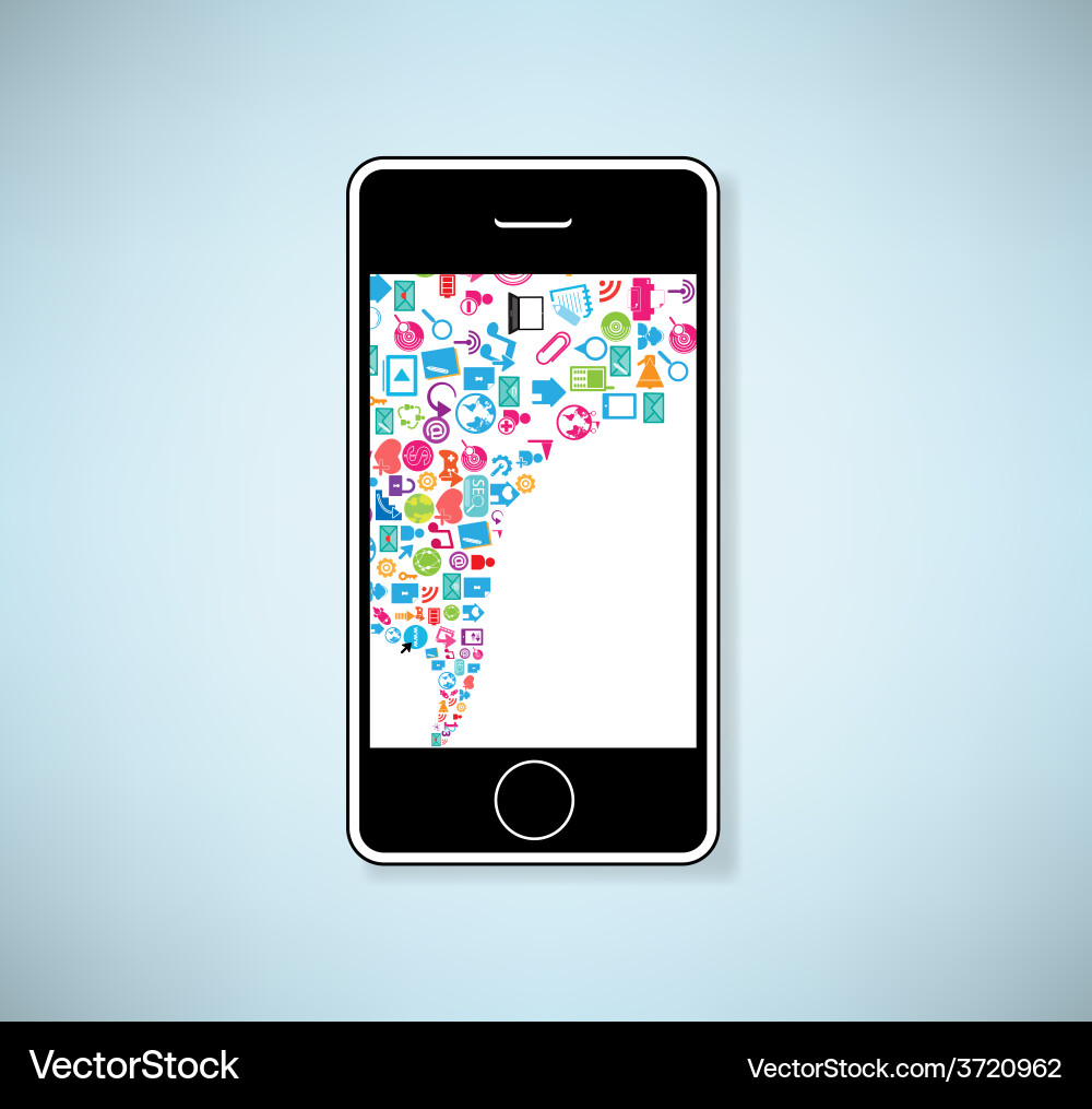 Phone social network background with media icons Vector Image