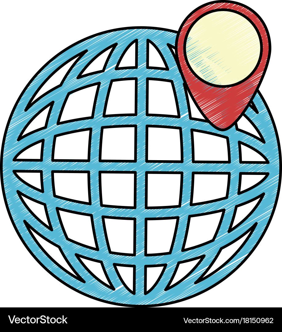 Planet with pointer location vector image