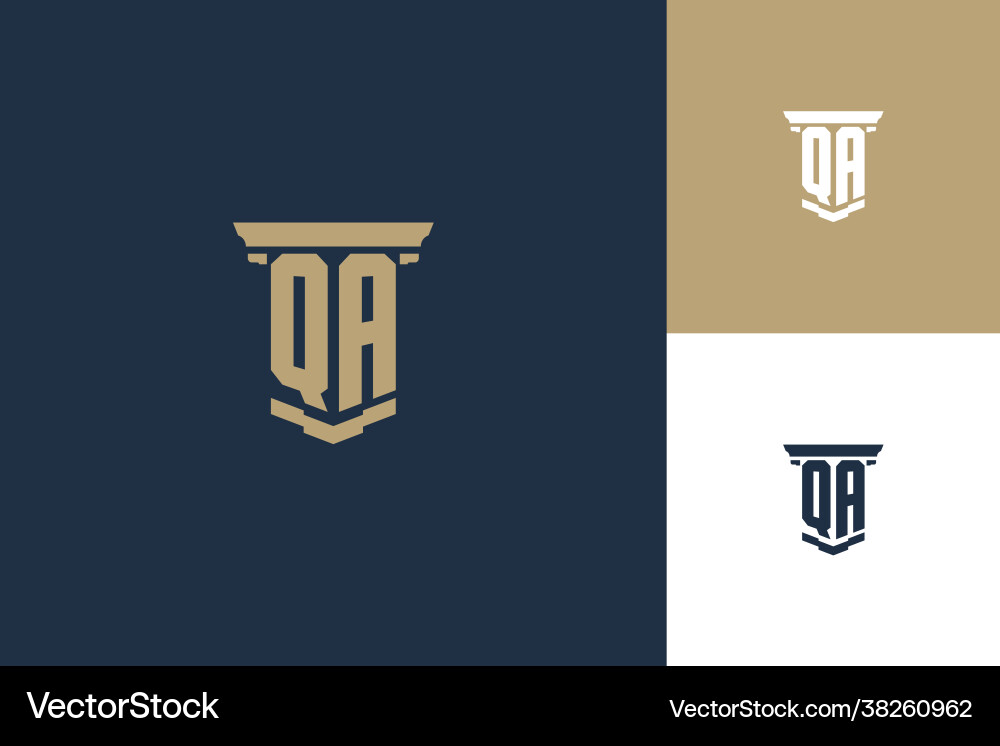 Qa monogram initials logo design with pillar icon Qa monogram initials logo design with pillar icon vector image