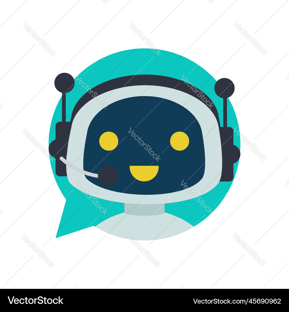 Robot chat bot sign for support service Robot chat bot sign for support service Vector Image