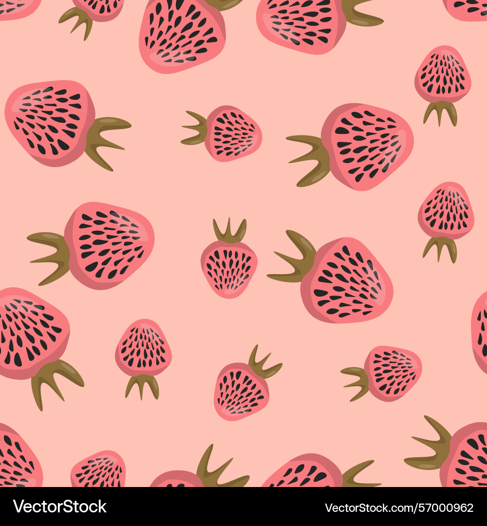 Seamless pattern with strawberry on color Vector Image