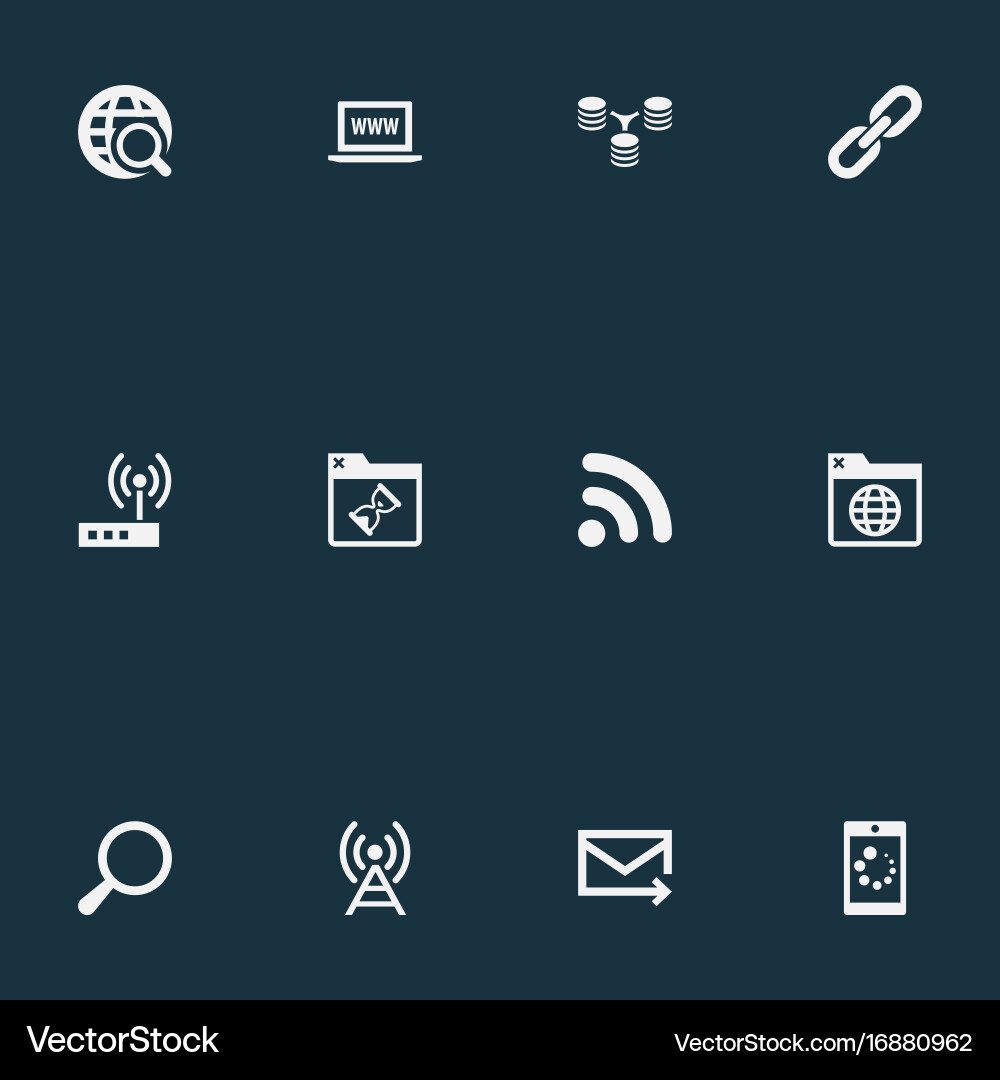 Set of simple network icons vector image