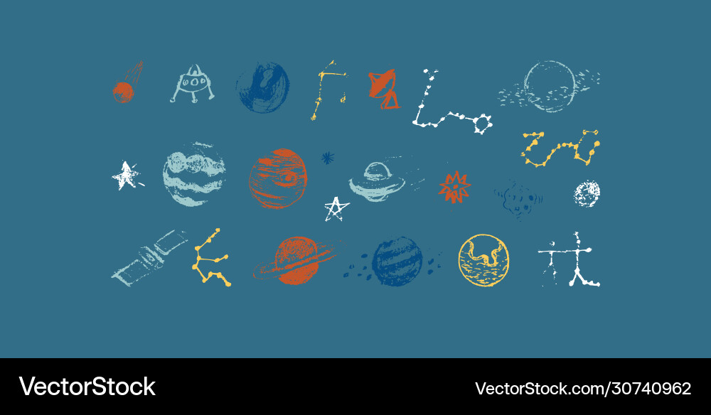 Set space objects planets stars circles Set space objects planets stars circles Vector Image
