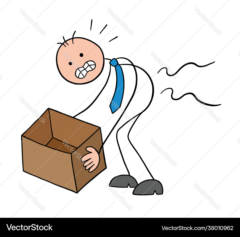 Stickman businessman character hurts back when Stickman businessman character hurts back when vector image