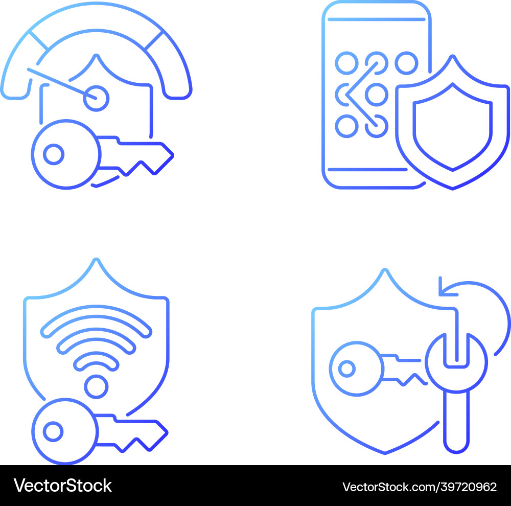 System password gradient linear icons set System password gradient linear icons set vector image