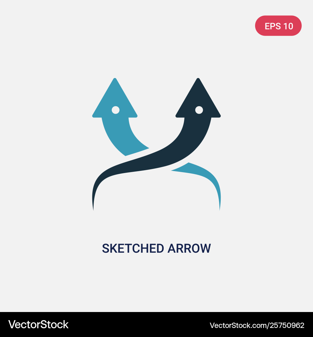 Two color sketched arrow icon from user interface vector image