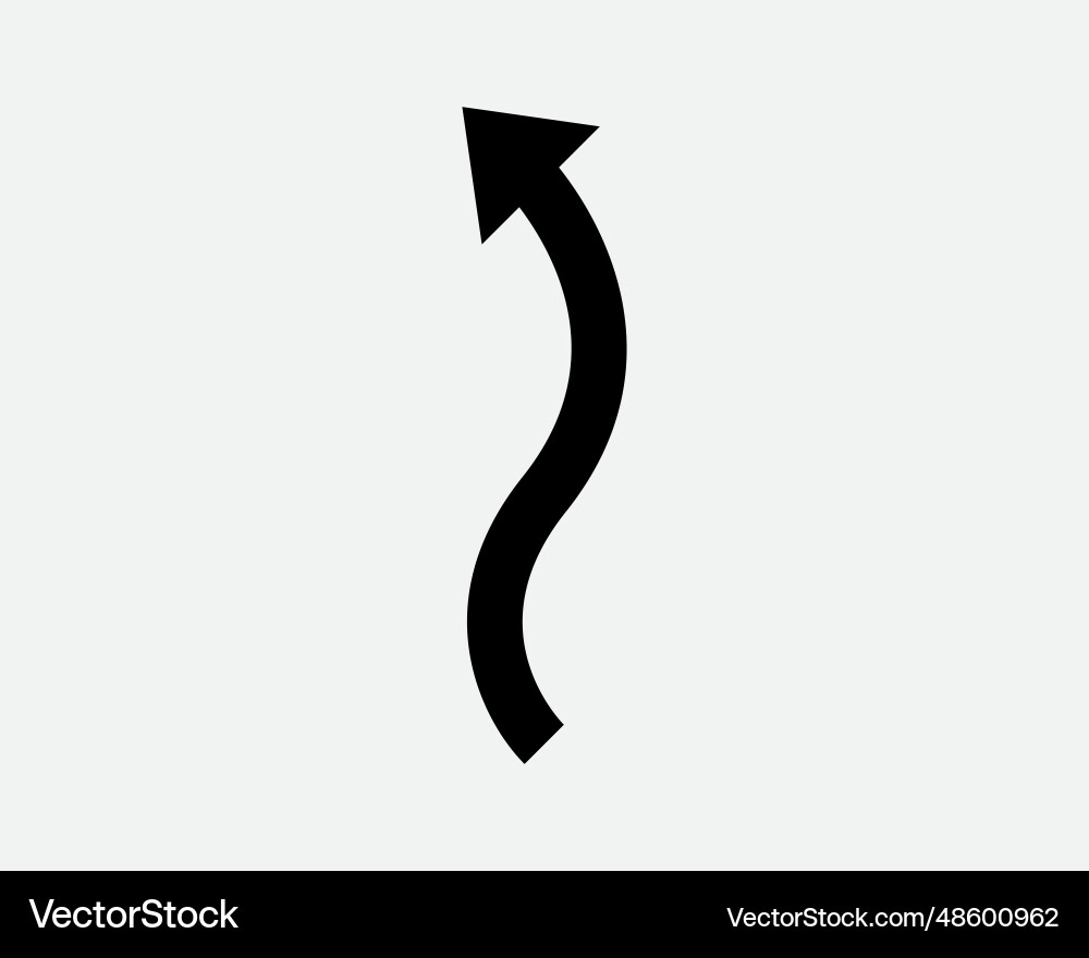 Wave arrow up left icon wavy bend curve curvy path Wave arrow up left icon wavy bend curve curvy path vector image