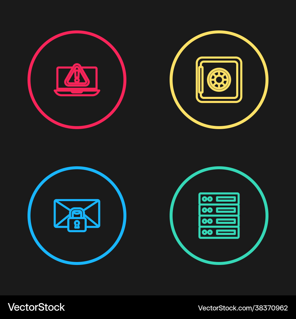 Zeilen-Mail-Nachricht Lock Passwort-Server-Daten Zeilen-Mail-Nachricht Lock Passwort-Server-Daten Vektorbild