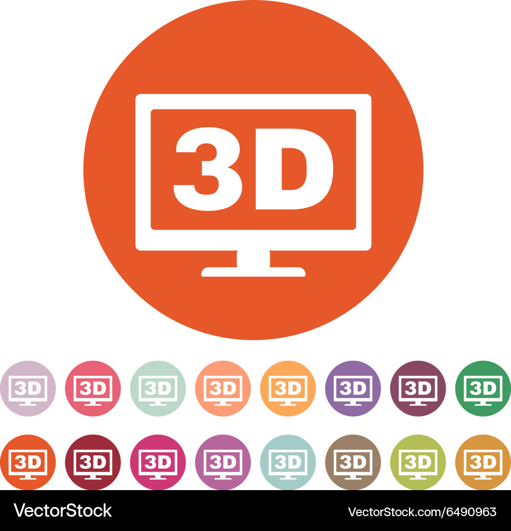 3d icon monitor and display screen movie Vector Image