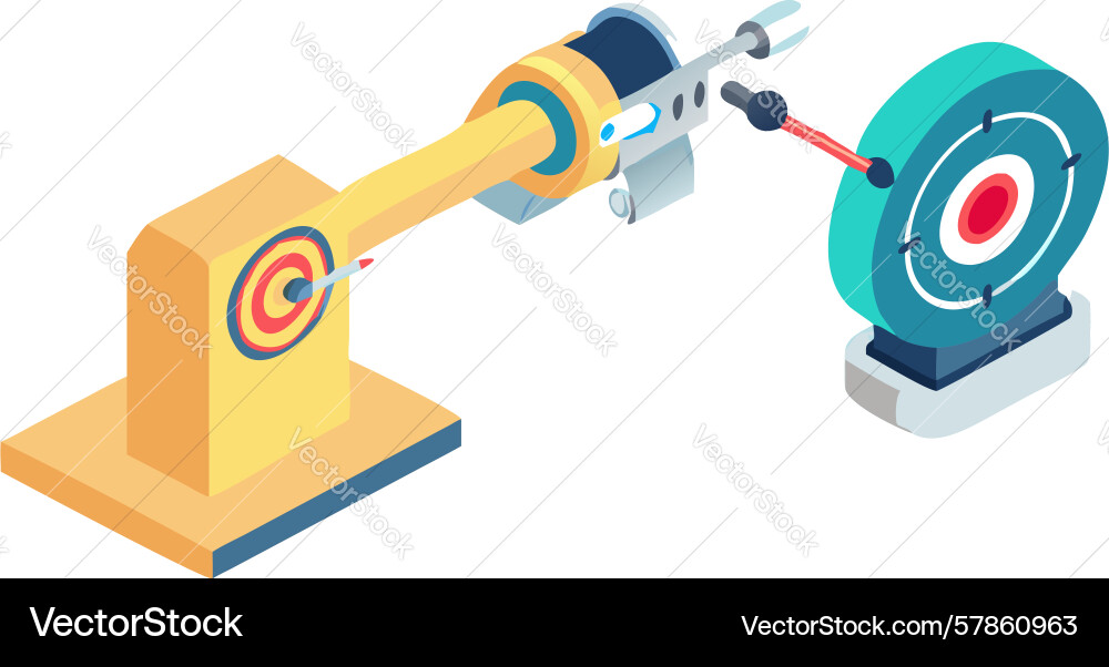 Advanced robotic arm target system isometric vector image