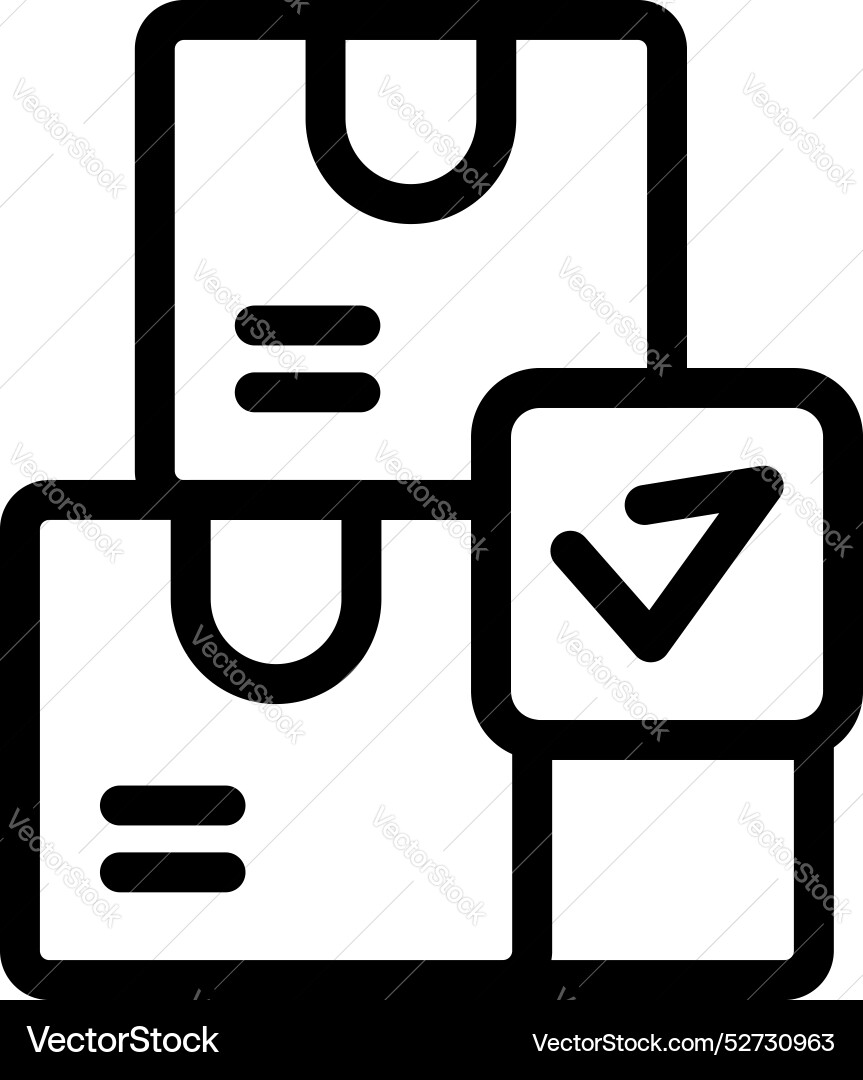 Approved order with check mark and cardboard boxes Vector Image