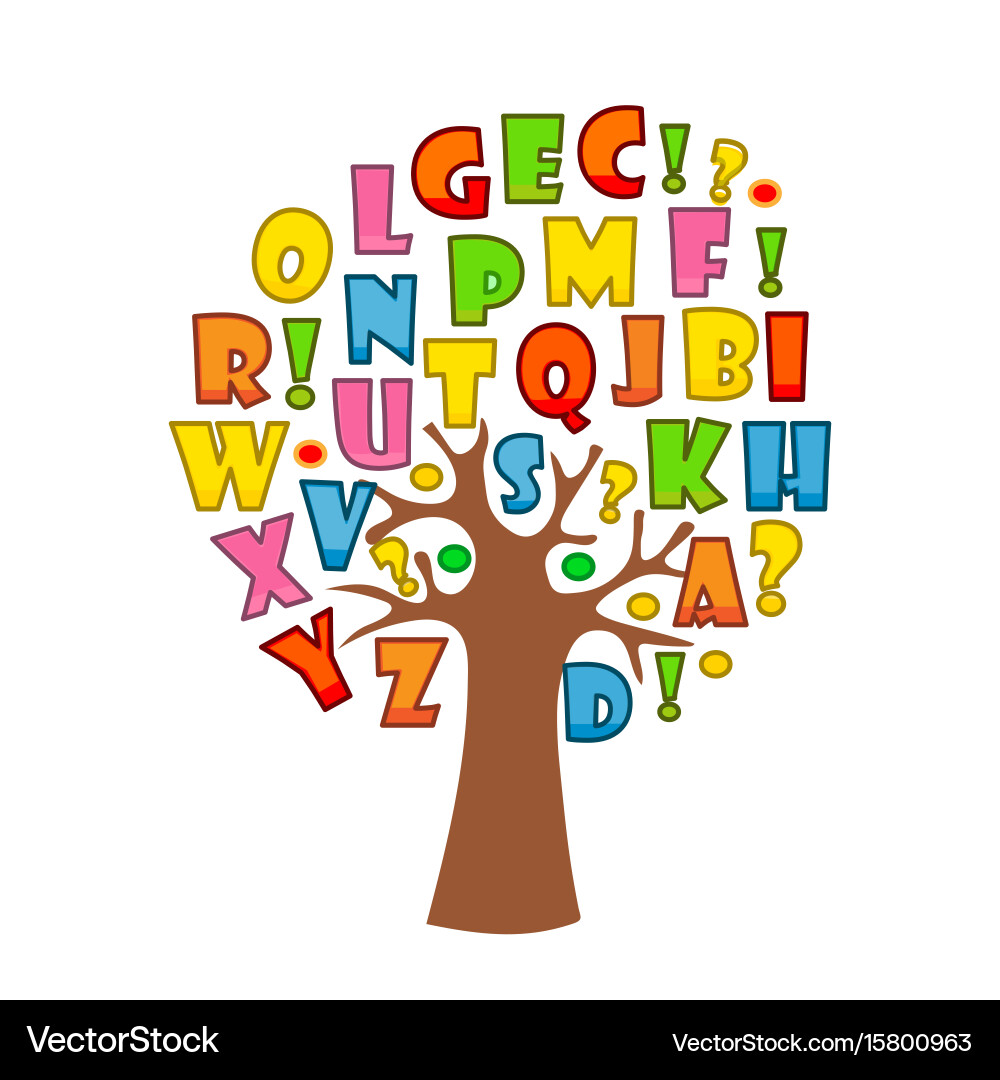 Art tree with letters of alphabet for your design vector image