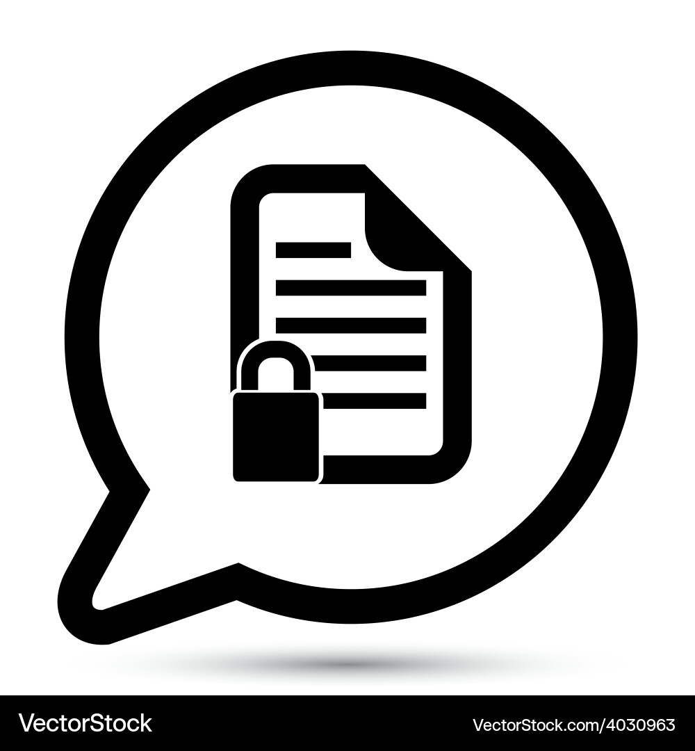 Bubble with document lock icon vector image