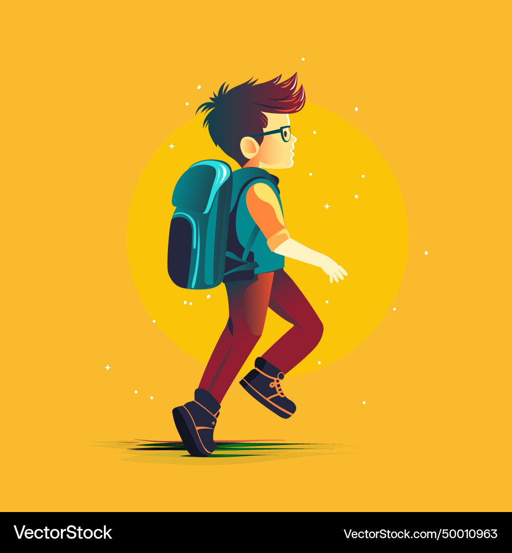 Child boy with school backpack go back Child boy with school backpack go back vector image