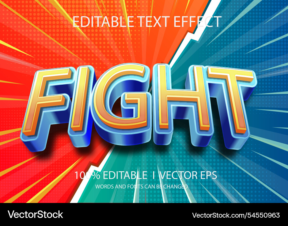 Fight 3d text effect with modern style design Fight 3d text effect with modern style design vector image