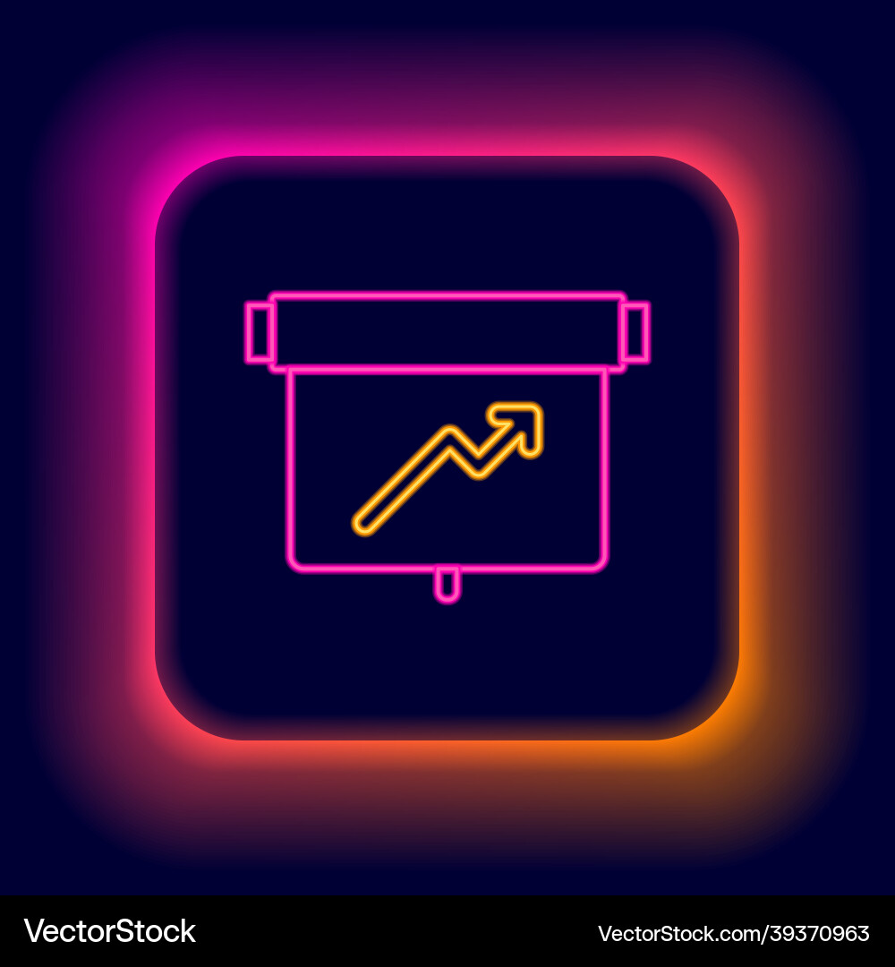 Glowing neon line board with graph chart icon Glowing neon line board with graph chart icon vector image