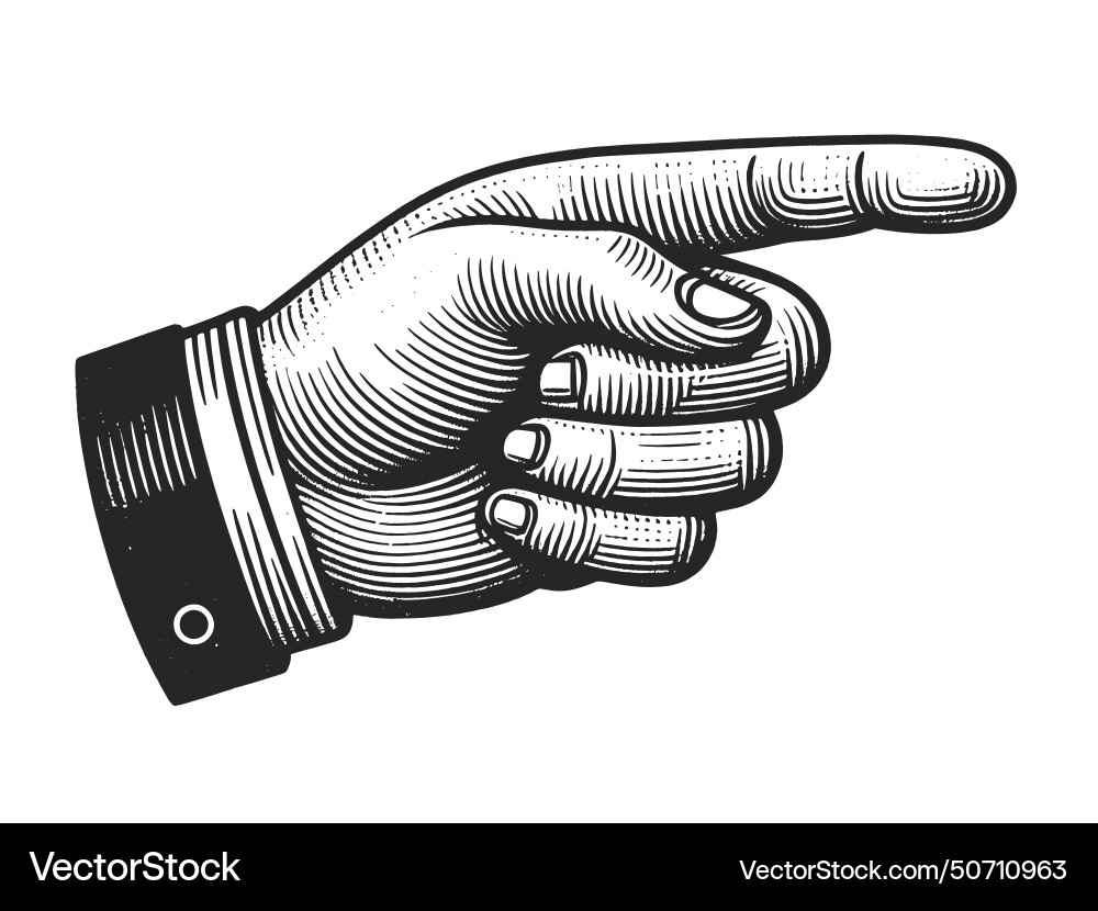 Hand Pointer - Engraved Direction vector image